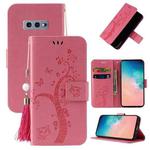 For Samsung Galaxy S10e Embossed Lucky Tree Horizontal Flip Leather Case with Holder & Card Slot & Wallet & Lanyard(Pink)
