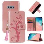 For Samsung Galaxy S10e Embossed Lucky Tree Horizontal Flip Leather Case with Holder & Card Slot & Wallet & Lanyard(Rose Gold)