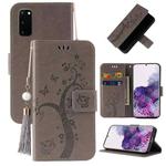 For Samsung Galaxy S20 Embossed Lucky Tree Horizontal Flip Leather Case with Holder & Card Slot & Wallet & Lanyard(Grey)