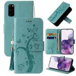For Samsung Galaxy S20 Embossed Lucky Tree Horizontal Flip Leather Case with Holder & Card Slot & Wallet & Lanyard(Green)