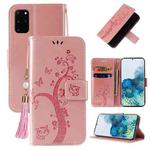 For Samsung Galaxy S20+ Embossed Lucky Tree Horizontal Flip Leather Case with Holder & Card Slot & Wallet & Lanyard(Rose Gold)