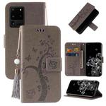 For Samsung Galaxy S20 Ultra Embossed Lucky Tree Horizontal Flip Leather Case with Holder & Card Slot & Wallet & Lanyard(Grey)
