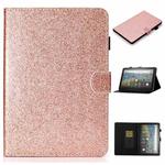 For Amazon Fire HD 10 (2021) Glitter Powder Horizontal Flip Leather Case with Card Slots & Holder & Sleep / Wake-up Function(Rose Gold)