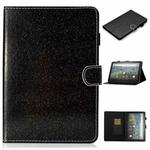 For Amazon Fire HD 10 (2021) Glitter Powder Horizontal Flip Leather Case with Card Slots & Holder & Sleep / Wake-up Function(Black)