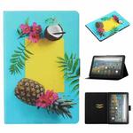 For Amazon Fire HD 10 (2021) Voltage Texture Coloured Drawing Horizontal Flip Leather Case with Holder & Card Slot & Sleep / Wake-up Function(Pineapple)