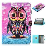 For Amazon Fire HD 10 (2021) Coloured Drawing Stitching Horizontal Flip Leather Case with Holder & Card Slot & Sleep / Wake-up Function(Owl)