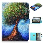 For Amazon Fire HD 10 (2021) Coloured Drawing Stitching Horizontal Flip Leather Case with Holder & Card Slot & Sleep / Wake-up Function(Abstract Tree)