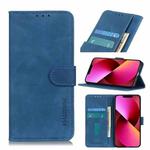 For iPhone 13 KHAZNEH Retro Texture PU + TPU Horizontal Flip Leather Case with Holder & Card Slots & Wallet(Blue)