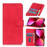 For iPhone 13 KHAZNEH Retro Texture PU + TPU Horizontal Flip Leather Case with Holder & Card Slots & Wallet(Red)