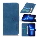 For iPhone 13 Pro Max KHAZNEH Retro Texture PU + TPU Horizontal Flip Leather Case with Holder & Card Slots & Wallet (Blue)