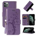 For iPhone 11 Pro Max Embossed Lucky Tree Horizontal Flip Leather Case with Holder & Card Slot & Wallet & Lanyard (Purple)