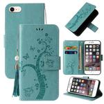 For iPhone SE 2022 / SE 2020 / 8 / 7 Embossed Lucky Tree Horizontal Flip Leather Case with Holder & Card Slot & Wallet & Lanyard(Green)