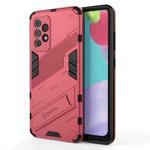 For Samsung Galaxy A52 5G Punk Armor 2 in 1 PC + TPU Shockproof Case with Invisible Holder(Light Red)