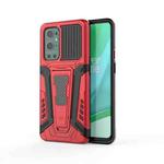 For OnePlus 9 Pro War Chariot Series Armor All-inclusive Shockproof PC + TPU Protective Case with Invisible Holder(Red)
