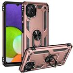 For Samsung Galaxy A22 4G Shockproof TPU + PC Protective Case with 360 Degree Rotating Holder(Rose Gold)