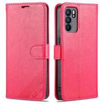 For OPPO Reno6 / Reno6 Pro 5G AZNS Sheepskin Texture Horizontal Flip Leather Case with Holder & Card Slots & Wallet(Red)