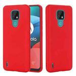 For Motorola Moto E7 2020 Pure Color Liquid Silicone Shockproof Full Coverage Case(Red)