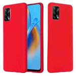 For OPPO A74 4G / F19 Pure Color Liquid Silicone Shockproof Full Coverage Case(Red)