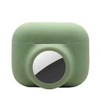 2 in 1 Shockproof Full Coverage Silicone Protective Case For AirPods Pro / AirTag(Olive Green)