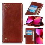 For iPhone 13 Copper Buckle Nappa Texture Horizontal Flip Leather Case with Holder & Card Slots & Wallet(Brown)