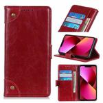 For iPhone 13 Copper Buckle Nappa Texture Horizontal Flip Leather Case with Holder & Card Slots & Wallet(Wine Red)