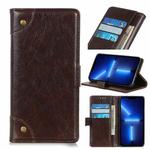 For iPhone 13 Pro Copper Buckle Nappa Texture Horizontal Flip Leather Case with Holder & Card Slots & Wallet (Coffee)