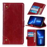 For iPhone 13 Pro Copper Buckle Nappa Texture Horizontal Flip Leather Case with Holder & Card Slots & Wallet (Wine Red)