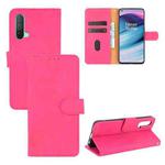 For OnePlus Nord CE 5G Solid Color Skin Feel Magnetic Buckle Horizontal Flip Calf Texture PU Leather Case with Holder & Card Slots & Wallet(Rose Red)
