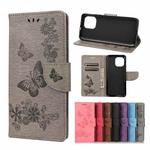 For Xiaomi Mi 11 Vintage Embossed Floral Butterfly Pattern Horizontal Flip Leather Case with Card Slot & Holder & Wallet & Lanyard(Grey)