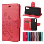 For Sony Xperia 10 III Butterfly Flower Pattern Horizontal Flip Leather Case with Holder & Card Slots & Wallet(Red)