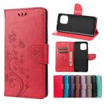 For Xiaomi Mi 11 Butterfly Flower Pattern Horizontal Flip Leather Case with Holder & Card Slots & Wallet(Red)