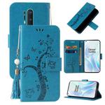 For OnePlus 8 Pro Embossed Lucky Tree Horizontal Flip Leather Case with Holder & Card Slot & Wallet & Lanyard(Blue)