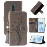 For OnePlus 8 Pro Embossed Lucky Tree Horizontal Flip Leather Case with Holder & Card Slot & Wallet & Lanyard(Grey)