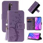 For Xiaomi Redmi 9 Embossed Lucky Tree Horizontal Flip Leather Case with Holder & Card Slot & Wallet & Lanyard(Purple)