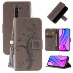 For Xiaomi Redmi 9 Embossed Lucky Tree Horizontal Flip Leather Case with Holder & Card Slot & Wallet & Lanyard(Grey)