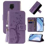 For Xiaomi Redmi Note 9S Embossed Lucky Tree Horizontal Flip Leather Case with Holder & Card Slot & Wallet & Lanyard(Purple)