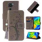 For Xiaomi Redmi Note 9 Embossed Lucky Tree Horizontal Flip Leather Case with Holder & Card Slot & Wallet & Lanyard(Grey)