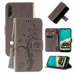 For Xiaomi Mi A3 Embossed Lucky Tree Horizontal Flip Leather Case with Holder & Card Slot & Wallet & Lanyard(Grey)