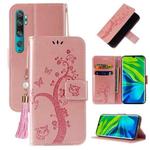 For Xiaomi Mi Note 10 Embossed Lucky Tree Horizontal Flip Leather Case with Holder & Card Slot & Wallet & Lanyard(Rose Gold)