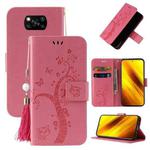 For Xiaomi Poco X3 Embossed Lucky Tree Horizontal Flip Leather Case with Holder & Card Slot & Wallet & Lanyard(Pink)