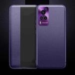 For vivo X60 Curved Screen Version Magnetic Side Window View Shockproof Horizontal Flip Leather Smart Case(Purple)