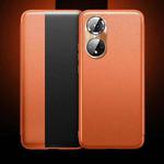 For Honor 50 Pro Magnetic Side Window View Shockproof Horizontal Flip Leather Smart Case(Orange)