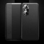 For Honor 50 Pro Magnetic Side Window View Shockproof Horizontal Flip Leather Smart Case(Black)