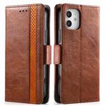 For iPhone 12 mini CaseNeo Business Splicing Dual Magnetic Buckle Horizontal Flip PU Leather Case with Holder & Card Slots & Wallet (Brown)