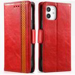 For iPhone 12 / 12 Pro CaseNeo Business Splicing Dual Magnetic Buckle Horizontal Flip PU Leather Case with Holder & Card Slots & Wallet(Red)