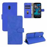 For Nokia C1 Plus Solid Color Skin Feel Magnetic Buckle Horizontal Flip Calf Texture PU Leather Case with Holder & Card Slots & Wallet(Blue)