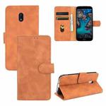 For Nokia C1 Plus Solid Color Skin Feel Magnetic Buckle Horizontal Flip Calf Texture PU Leather Case with Holder & Card Slots & Wallet(Brown)
