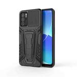 For OPPO Reno6 5G War Chariot Series Armor All-inclusive Shockproof PC + TPU Protective Case with Invisible Holder(Black)