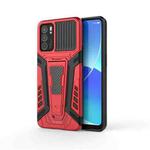 For OPPO Reno6 5G War Chariot Series Armor All-inclusive Shockproof PC + TPU Protective Case with Invisible Holder(Red)