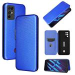 For ZTE Nubia Red Magic 6R Carbon Fiber Texture Horizontal Flip TPU + PC + PU Leather Case with Card Slot(Blue)